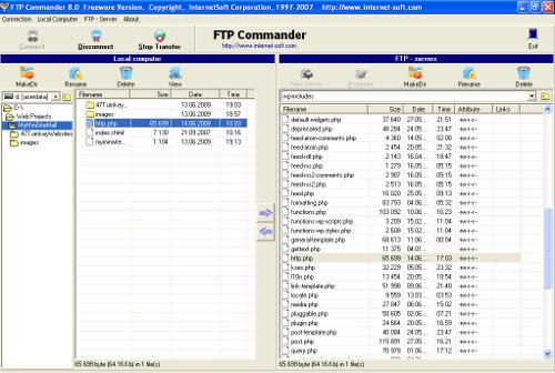 Screenhot of FTP Transfer using FTP Commander
