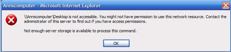 Not enough server storage is available to process this command