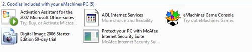 Preinstalled Software on Windows Vista
