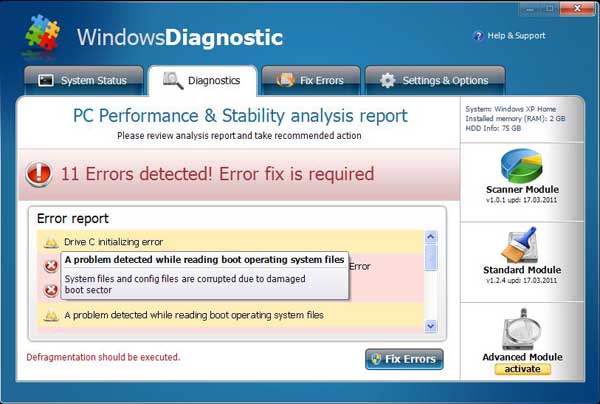 Windows Diagnostic Malware - Rogue Antivirus