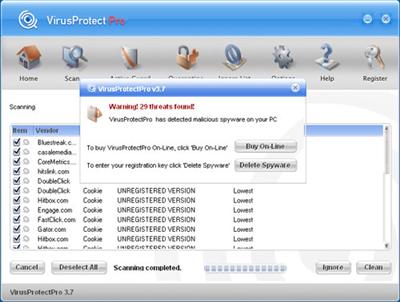 Scanning of VirusProtectPro